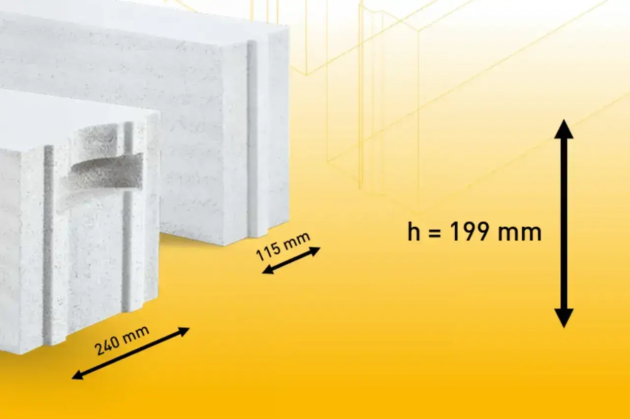 Białe bloczki z betonu komórkowego Suporeks o wymiarach 240 mm i 115 mm, wysokość 199 mm.